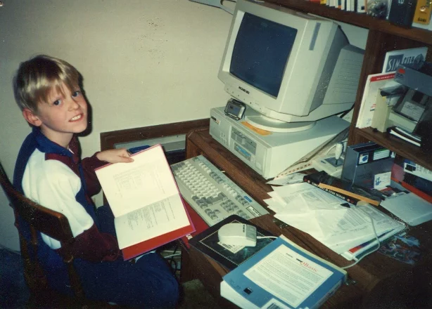 Colin programming when he was a kid